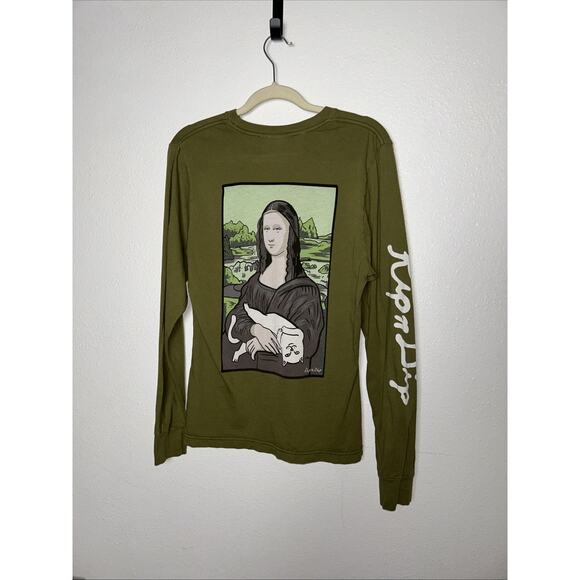 RIPNDIP Shirt Mens Small Green Merna Lisa Mona L/S Back Graphic T-Shirt - Picture 5 of 6